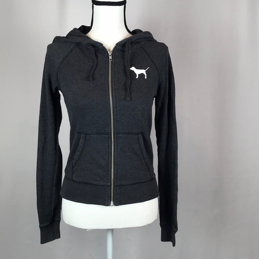 Grey Pink Zip Up Hoodie Size XS